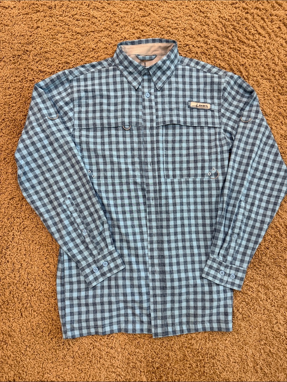 Habitat Light Blue and Navy Check Button-Down Shirt